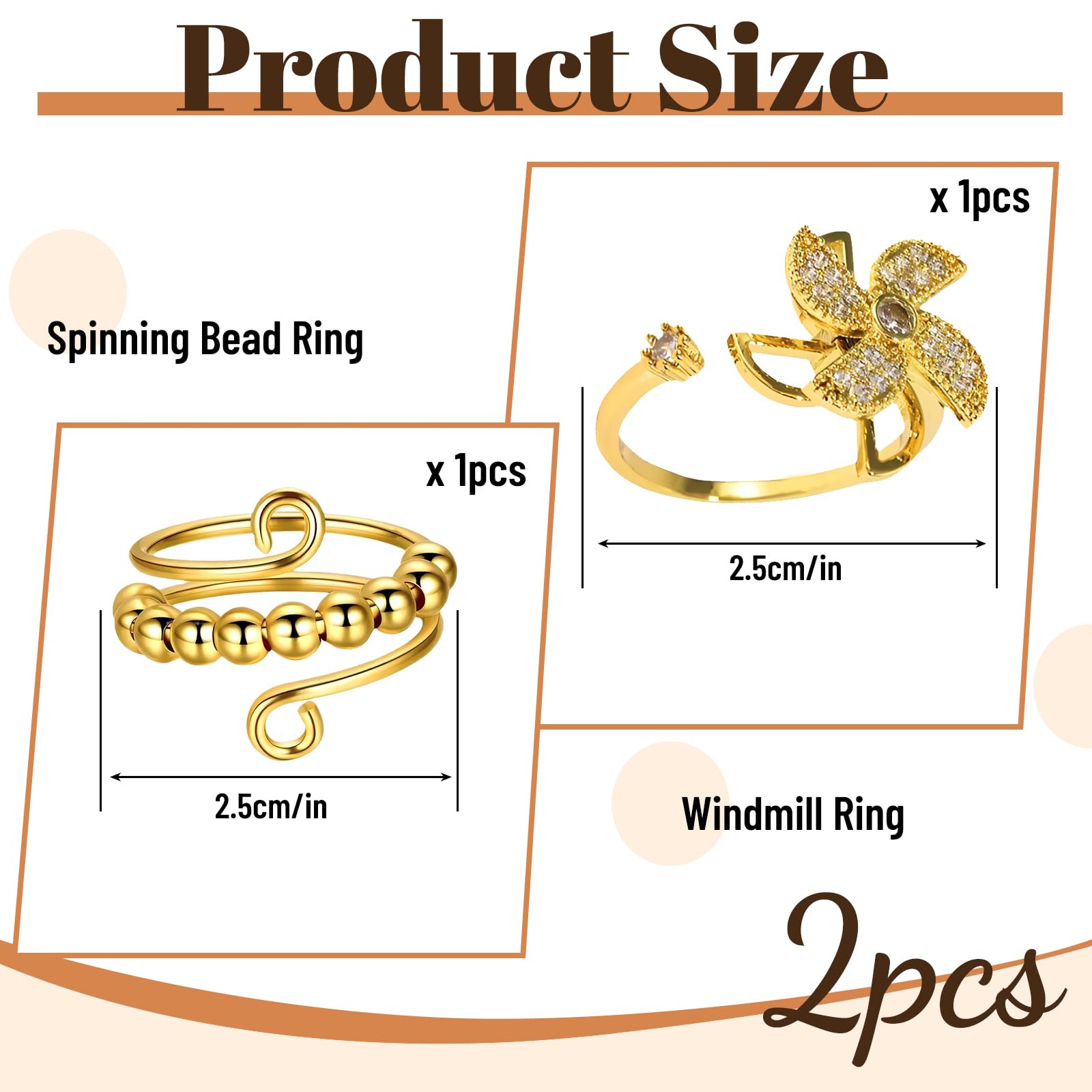 Aster 12 Stück Fidget Ring Set, 4 Stück Edelstahl Spinner Ringe & 8 Stück Massageringe, Massage Ring Zappelringe Verstellbare Fingerringe Sensorische Fingerringe, Anti Stress Ängstlichkeit Entlastung