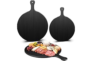 ROUND BLACK CUTTING BOARD WITH HANDLE
