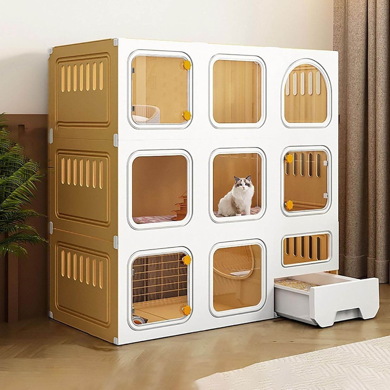 Gabbia for Animali Domestici: Rete Metallica, Rimovibile e spaziosa(106x46.5x106cm)
