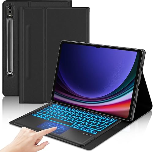 KVAGO Funda de teclado para Samsung Galaxy Tab S9 Ultra S8 Ultra de 14.6 pulgadas 2023-7 con retroiluminación de color, panel táctil inteligente