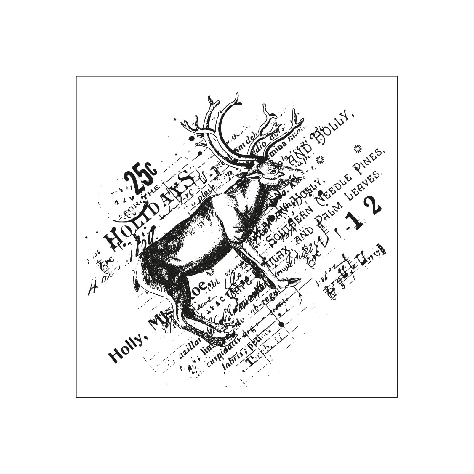 Sizzix Clear Stamp w/Framelit Die Reindeer Mix Cluster by 49 and Market, Clear/Silver - Image 3