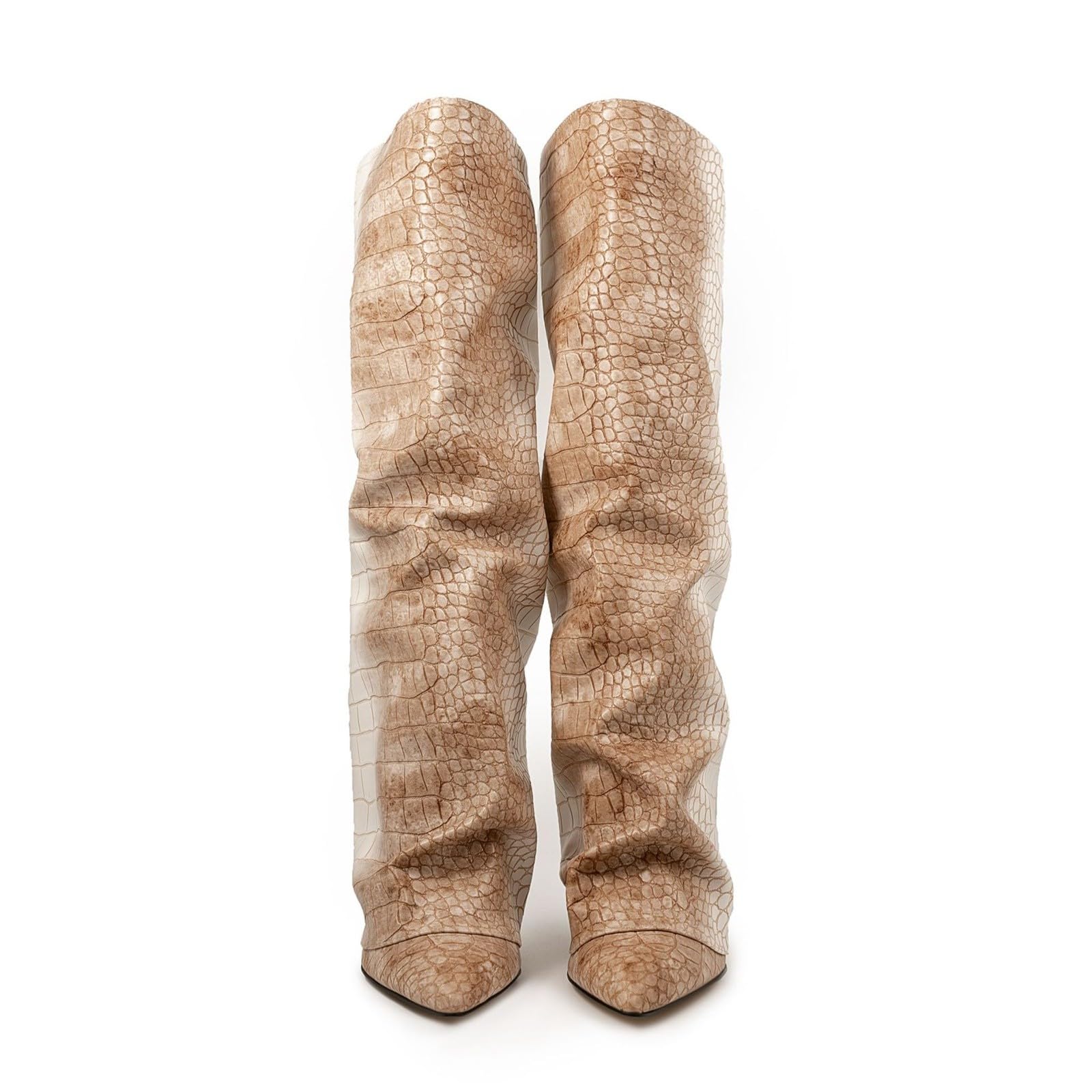 Générique Bottes hautes femmes mode talon épais bout pointu souples pliables décontractées pour saison automne hiver