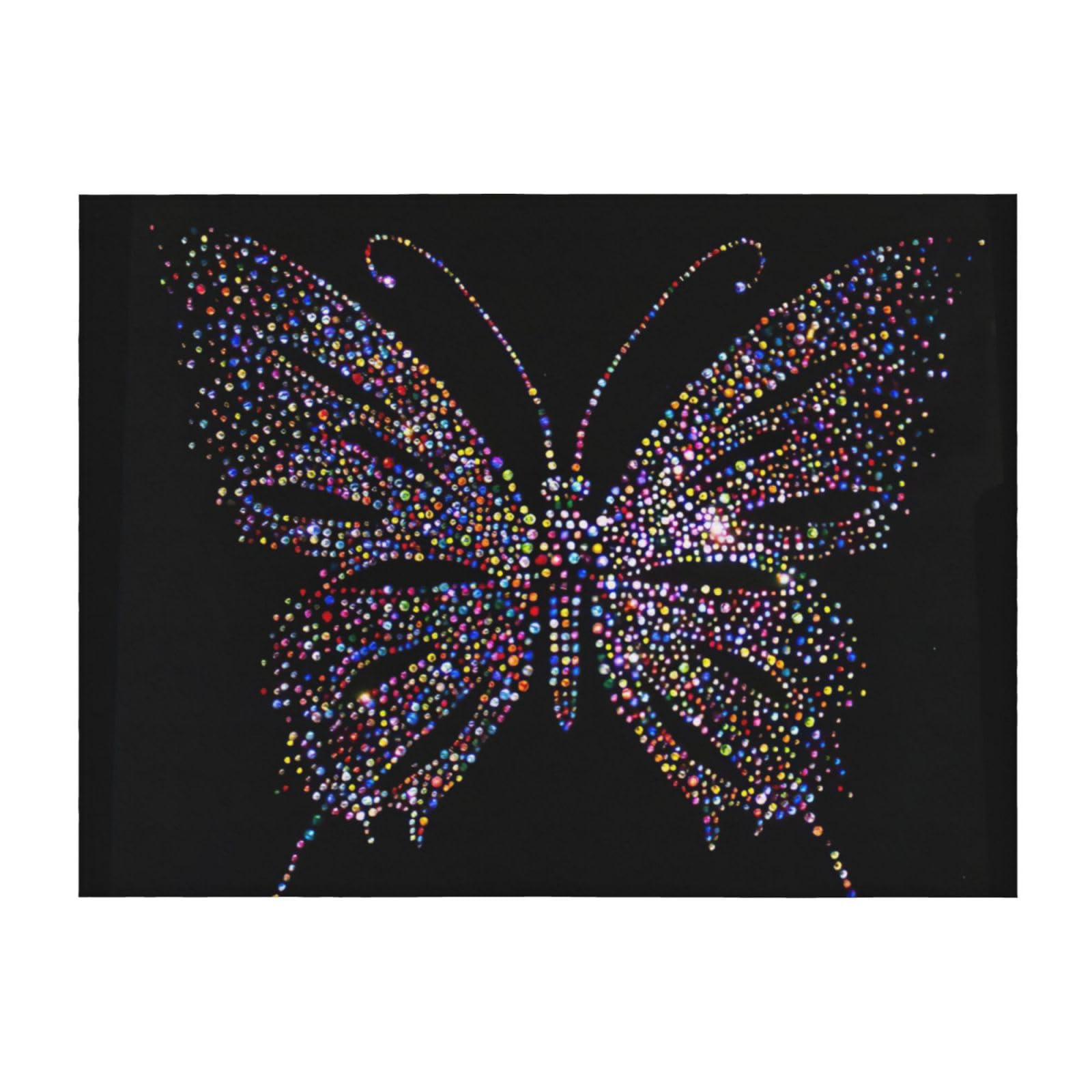 Couverture de lit EdWal motif papillon ornée de strass brillants raffinés