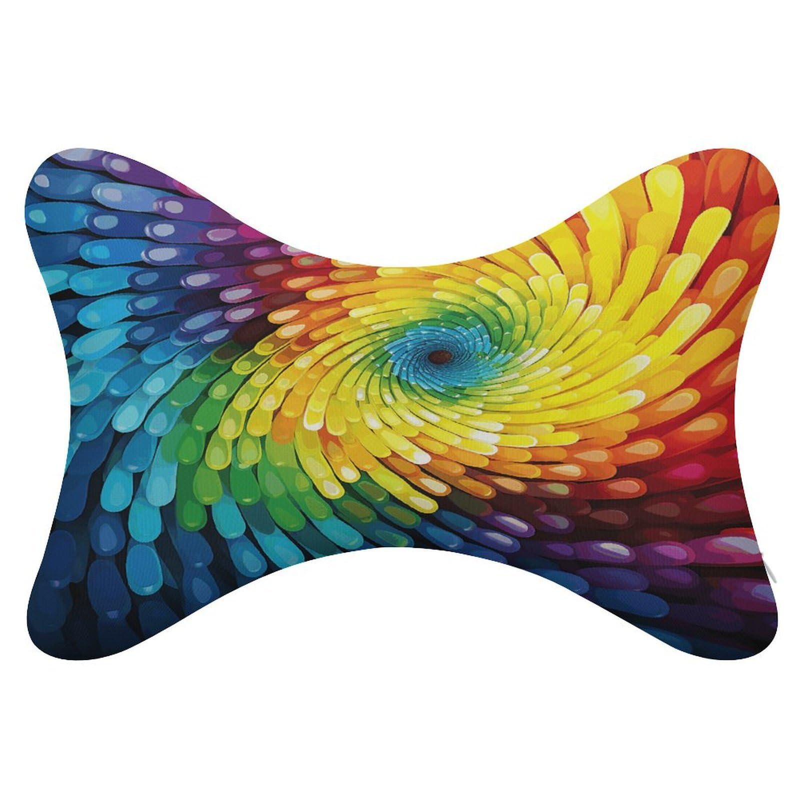 Khauerbc Style Rainbow Swirl Car Headrest Pillow - 2 Pack,Neck Pillow With Washable Removable Cover,Car Travel Pillow For Car Bus Truck Driving Comfort