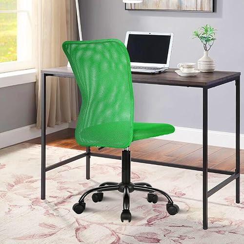 Miniatura 7 de Sillas ergonómicas, bonita silla de escritorio de oficina ajustable sin brazos con respaldo de malla y suave y gruesa silla verde para oficina en