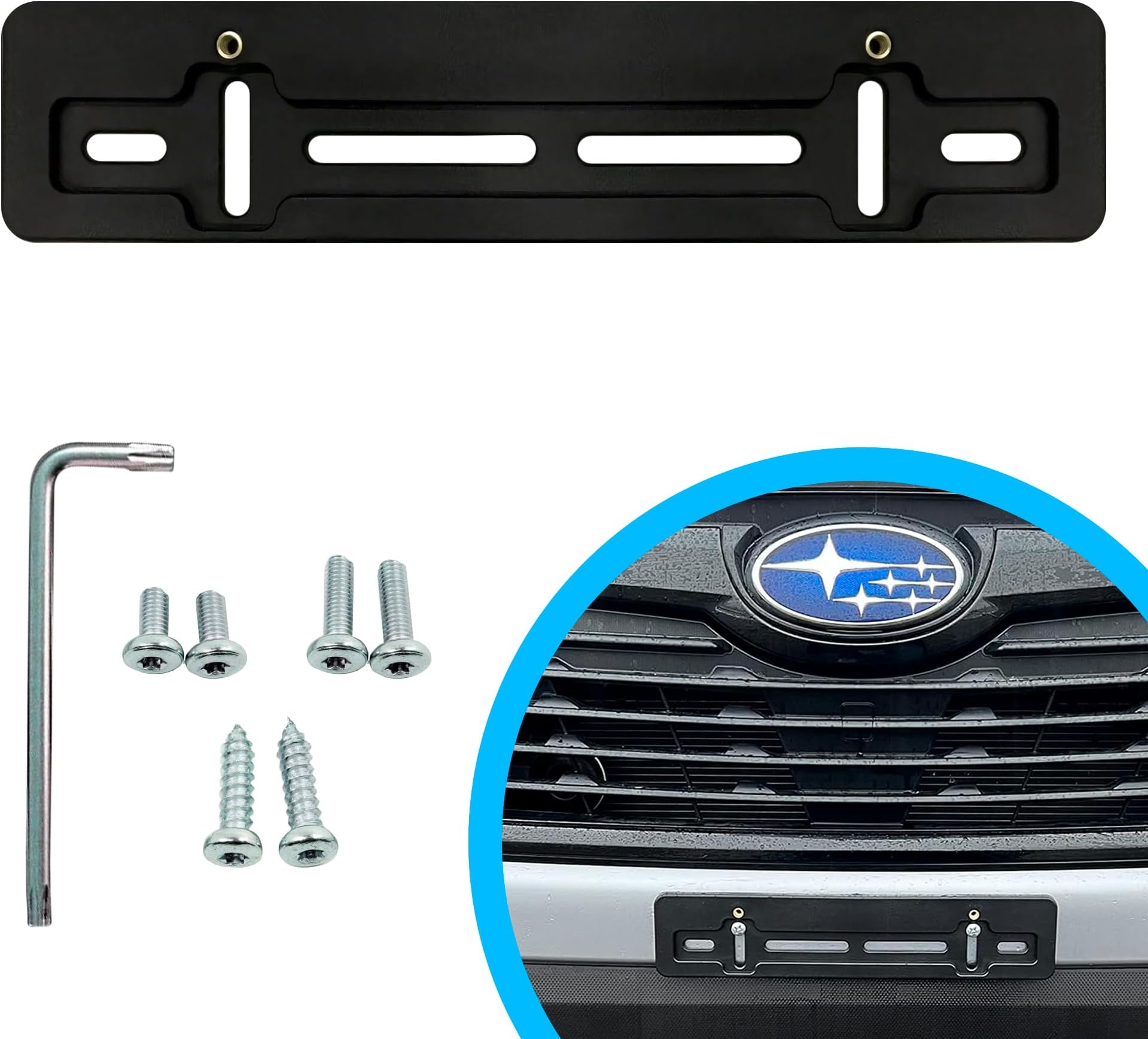 TN TrunkNets Inc Front Bumper License Plate Mounting Bracket for Subaru + Screws & Wrench Kit