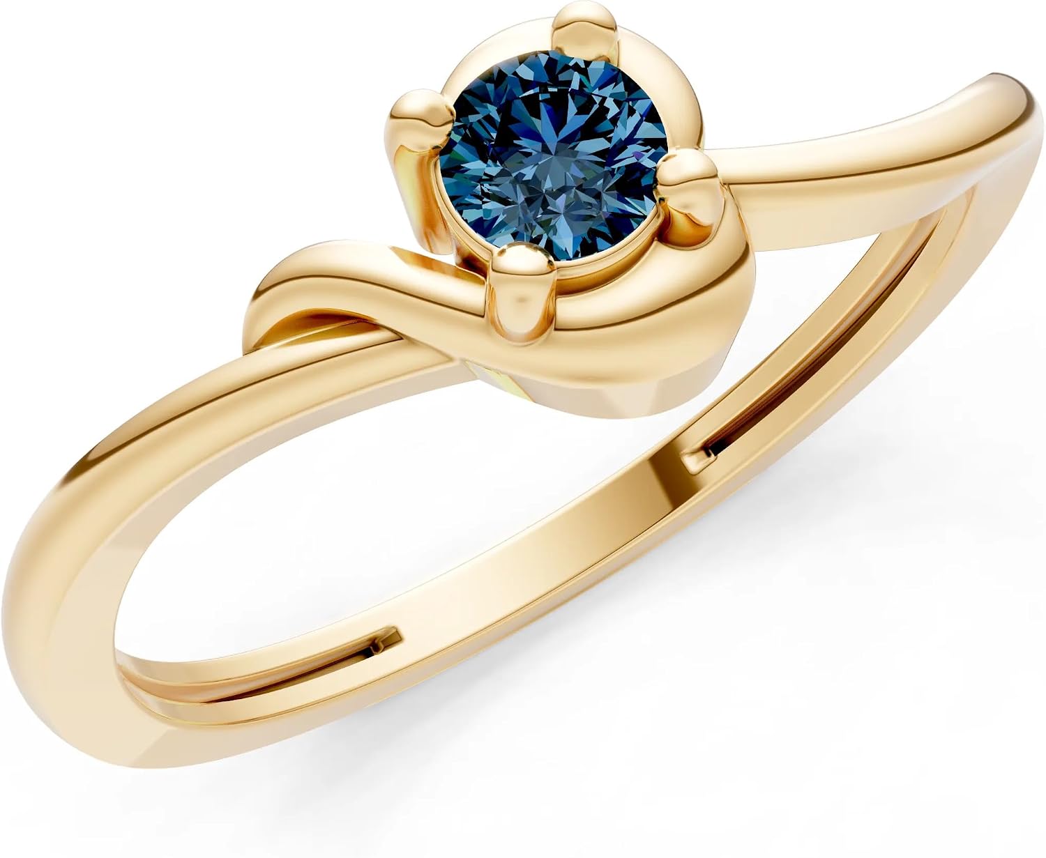 PEORA Round Cut Alexandrite Stackable Band Available in Solid 10K, 14K or 18K Ring – White, Yellow or Rose Gold