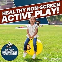 Vista 2 de Flybar Pelota Saltarina para Niños, Pelota Inflable de Rebote con Mango para Juego Activo en Interiores y Exteriores, Incluye Bomba, Juguete