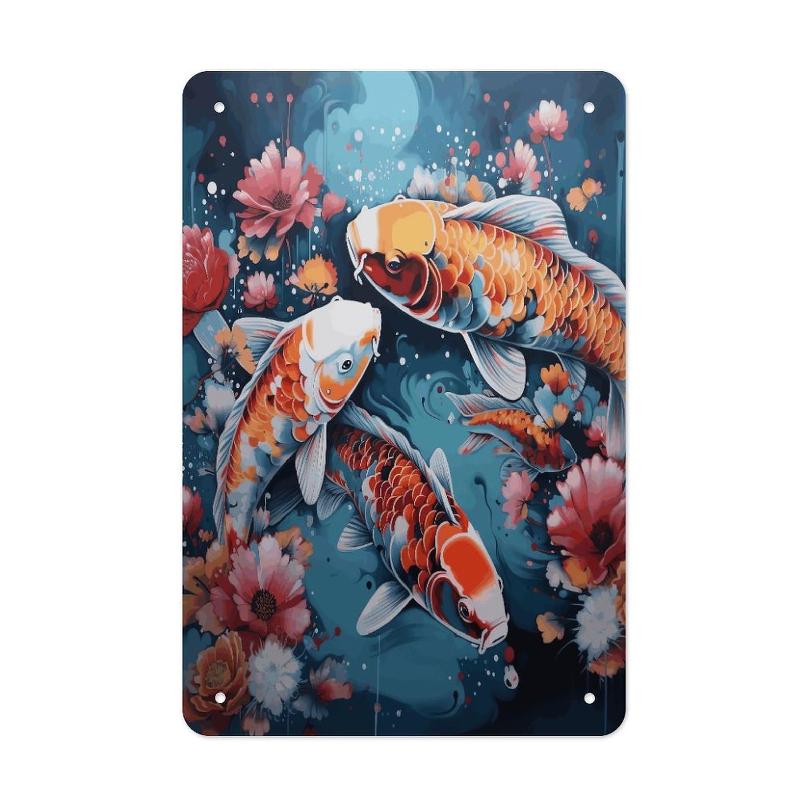 Btcowzrv Style Hand Drawn Fish Metal Tin Sign Wall Decor Hanging Plaque