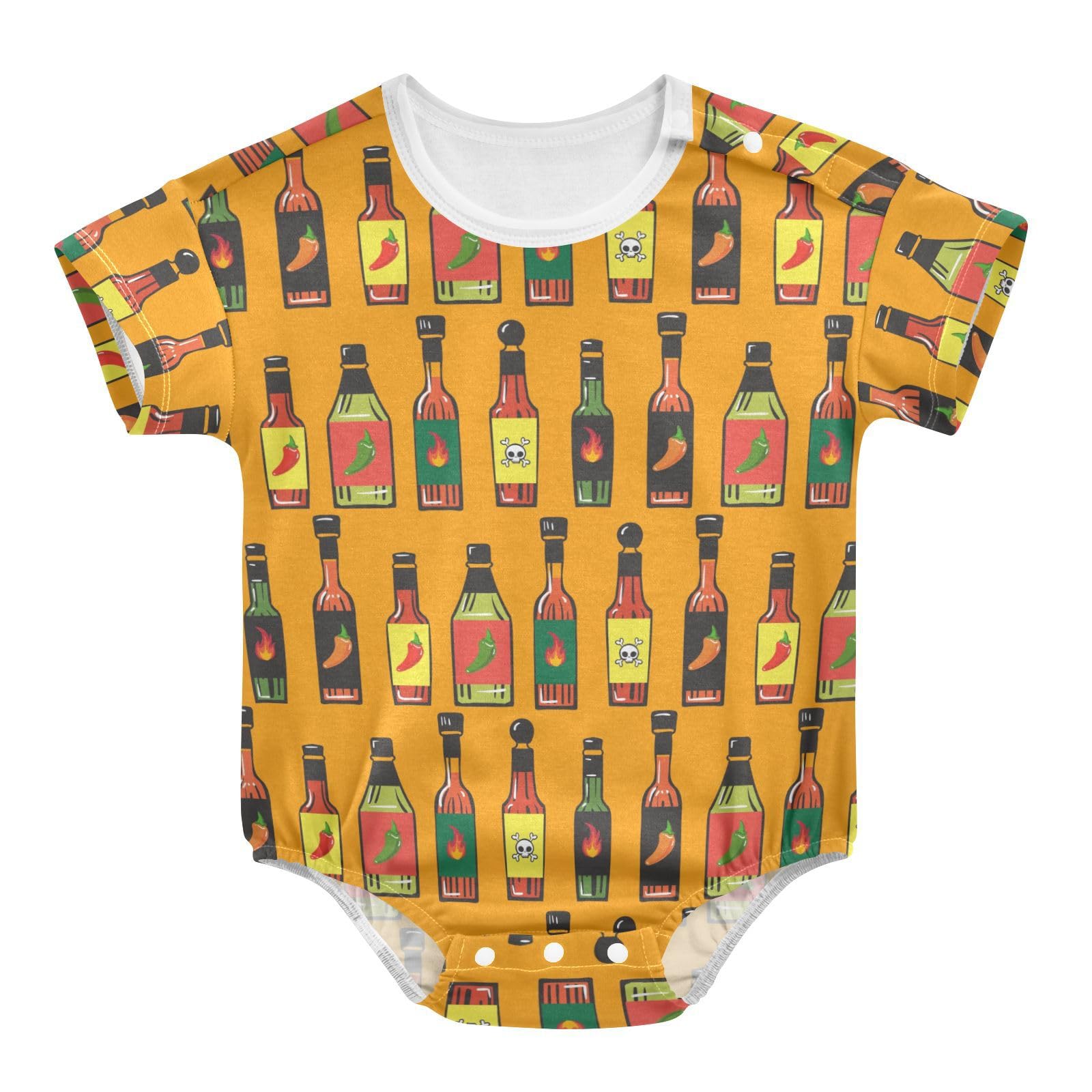 vvfelixl Baby Girl Bubble Romper,Hot Sauce Bottles Baby Bodysuit For Infant Toddler Boy Girl 18-24M