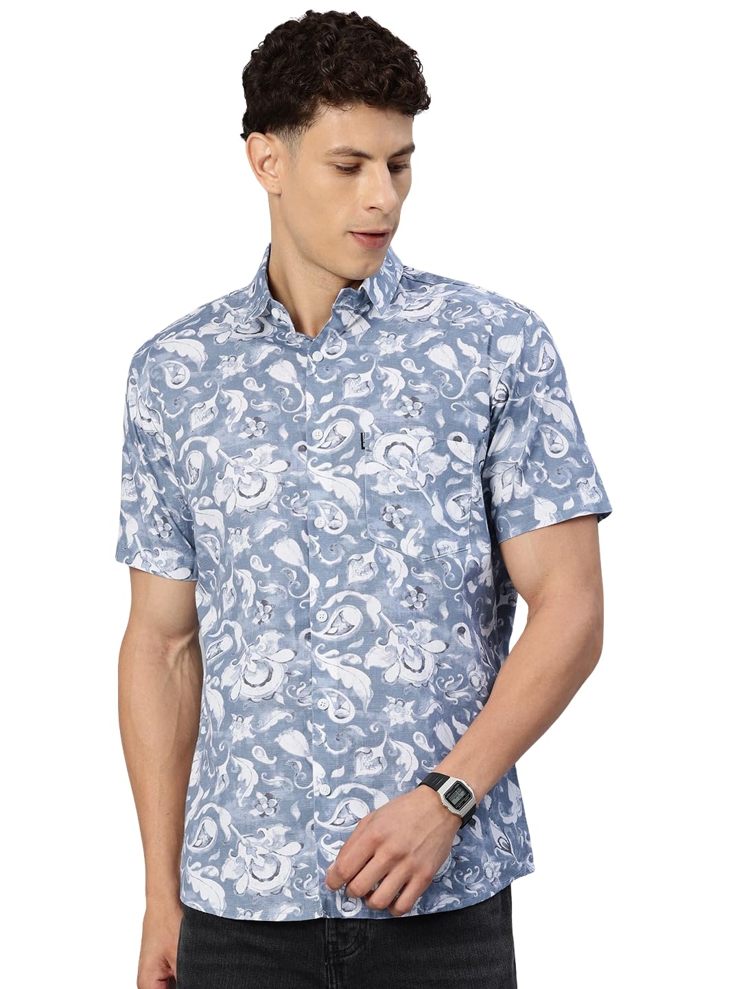 majestic man Men’s Slim Fit Abstract Printed Casual Shirt | Half Sleeve | Spread Collar | Casual Shirt-picture-27