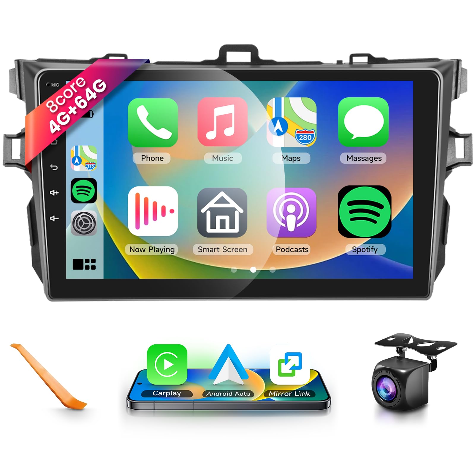 Autoradio 9'' Per Toyota Corolla Verso 2004-2009 | Android 15, 4+64GB, Qualcomm 8 Core, Wireless Carplay - 2