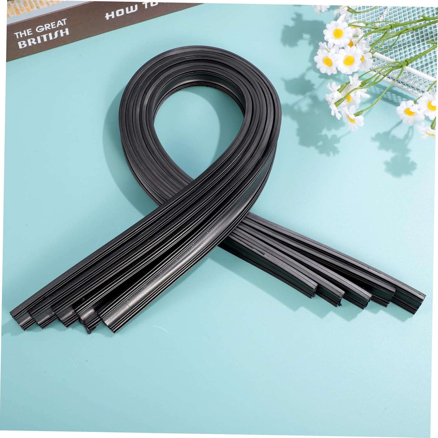 Kichvoe 5pairs Boneless Wiper Blades Refills Natural Rubber Strips for Frameless Windshield Wipers for Superior Rain Repellency and Visibility