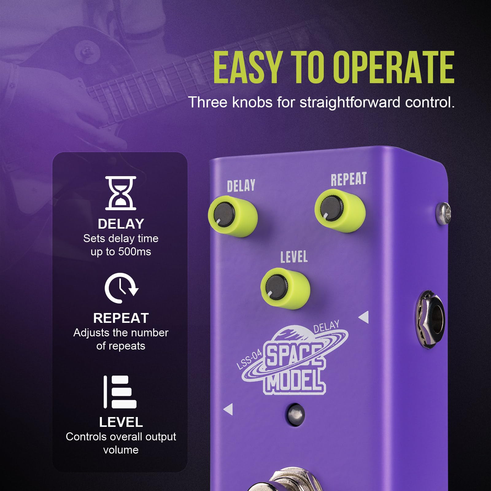 Pedal de retardo estilo Dumble: retardo de 500 ms, bypass real, circuito totalmente analógico, diseño compacto SPACE MODEL(Delay)