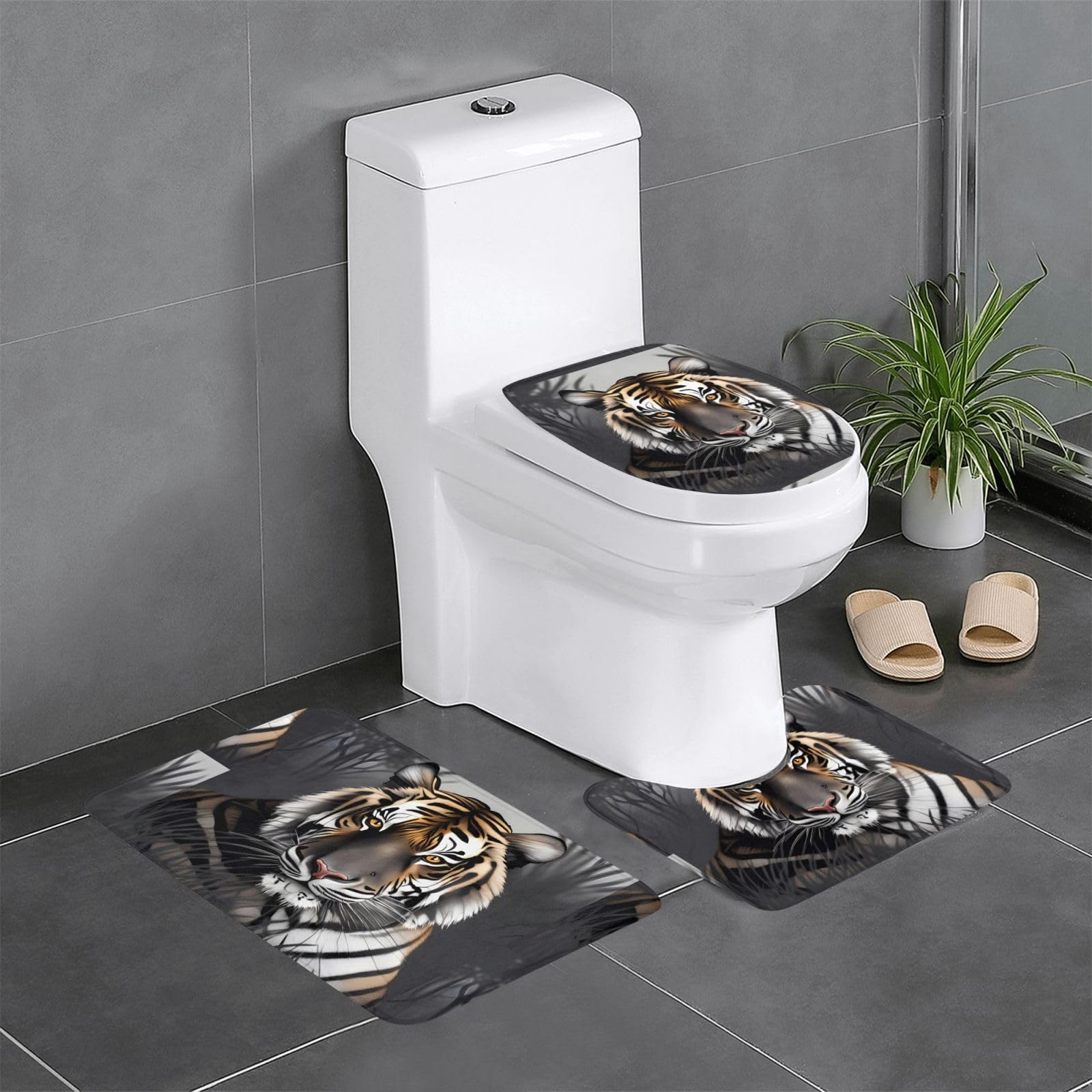 Tapis de bain tigre lot de 3 pour éviter les sols mouillés et apporter de la douceur
