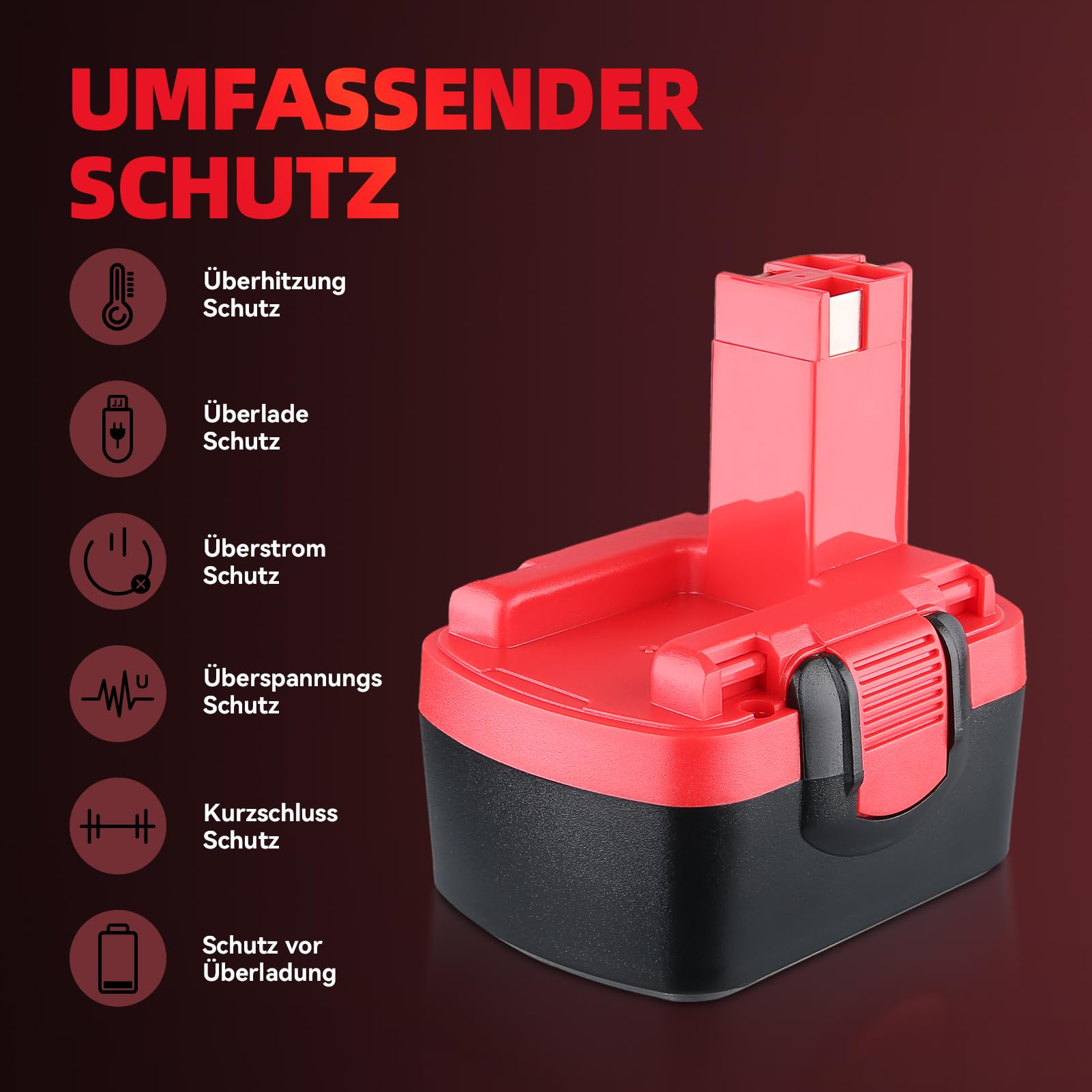 4,8Ah NI-MH Ersatz für Bosch 14,4V Akku Kompatibel mit Bosch — 2 Stück für Akkuschrauber Bohrhammer Stichsäge, ersetzt für BAT040 BAT038 BAT041 BAT140 BAT159 BAT048 BAT100 (kein 18V)
