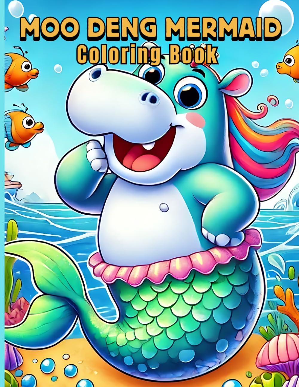Moo Deng Mermaid Coloring Book: The Cute Mermaid Pygmy Hippo