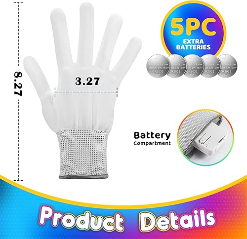 Vista 4 de TOPTOY - Guantes LED intermitentes, sensacionales y divertidos, con empaque de regalo, M