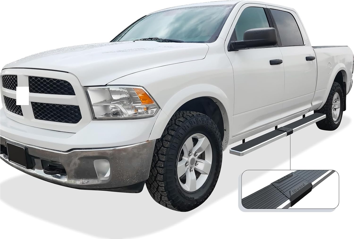 APS 6in Wheel-to-Wheel 304 Stainless Steel Nerf Bars Compatible with Ram Crew Cab 6.5ft Bed 09-18