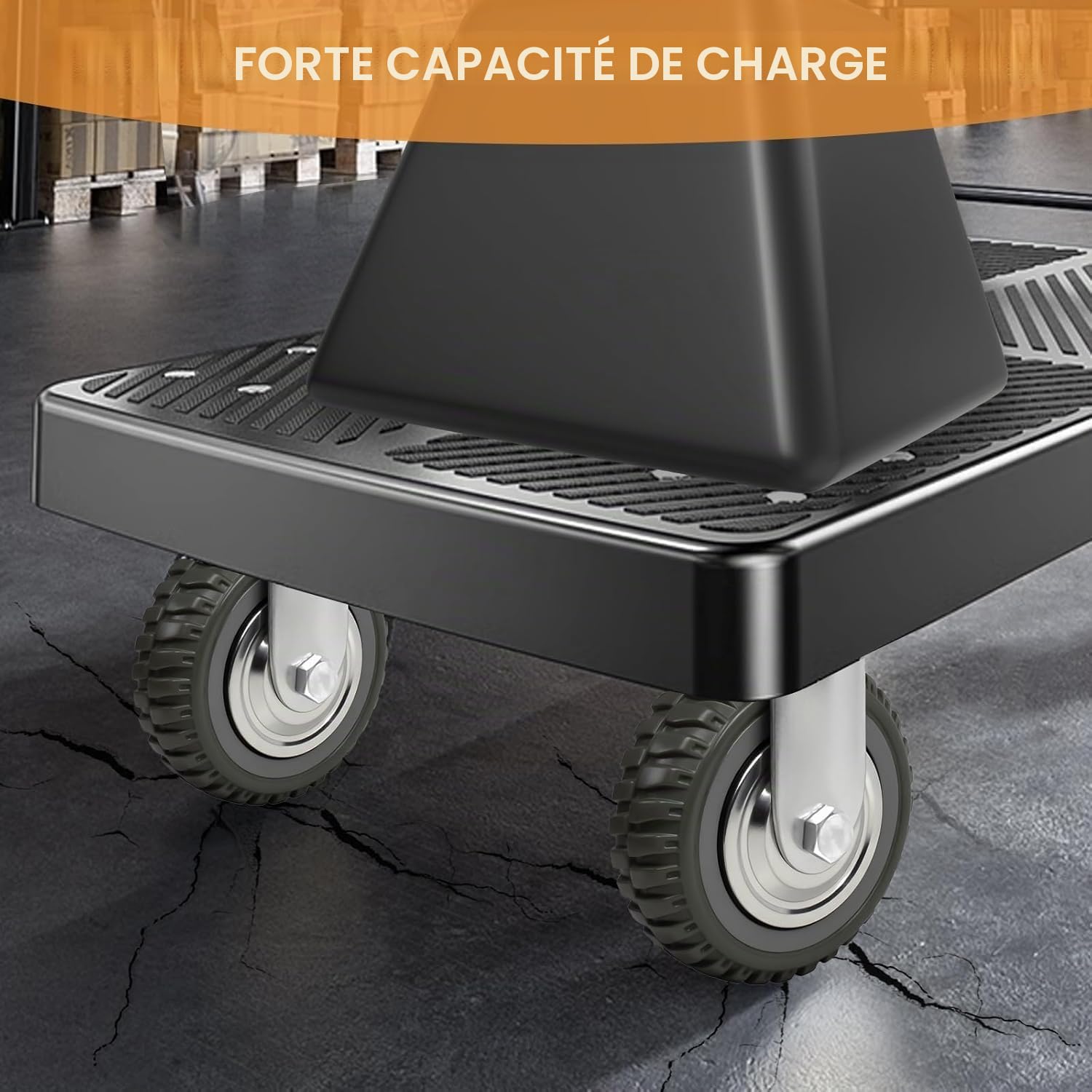 TAIMIKO Lot de 4 Roulette Charge Lourde 150 mm, Capacité de Charge 1000 kg, Roulettes de Transport en Caoutchouc Rotatives à 360°, 2 Roulette Pivotante Avec Frein + 2 Roulettes Fixes