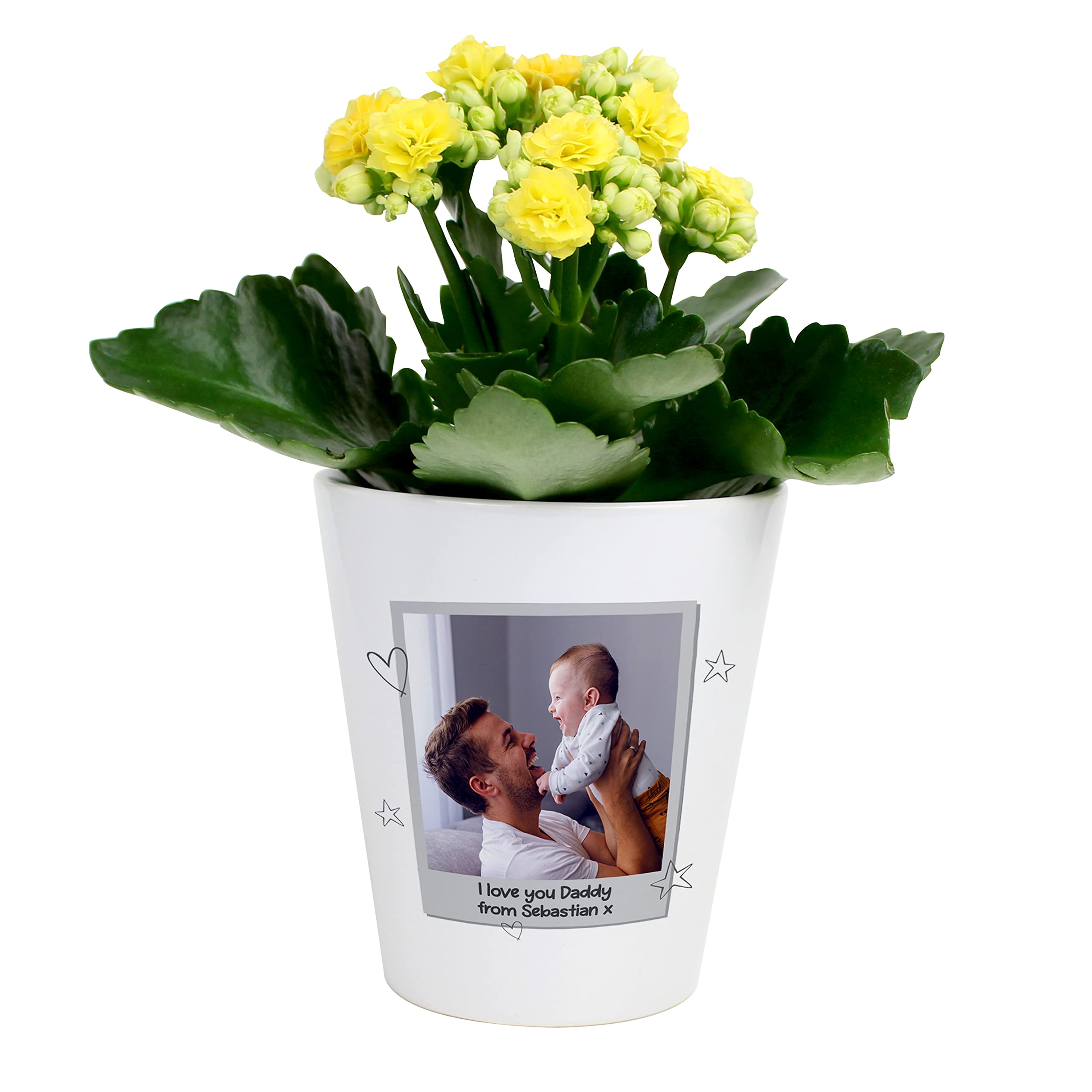 The Gift Experience White Personalised Photo Upload Plant Pot, Garden Gifts, Personalised Gift, Quirky Gift