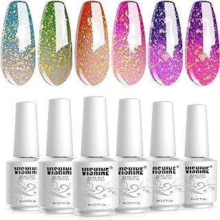 Vishine Color Changing Mood Nail Gel Polish Set - Temperature Color Changing UV LED Varnish Chameleon Gel Nail Art 8ml (Set002)