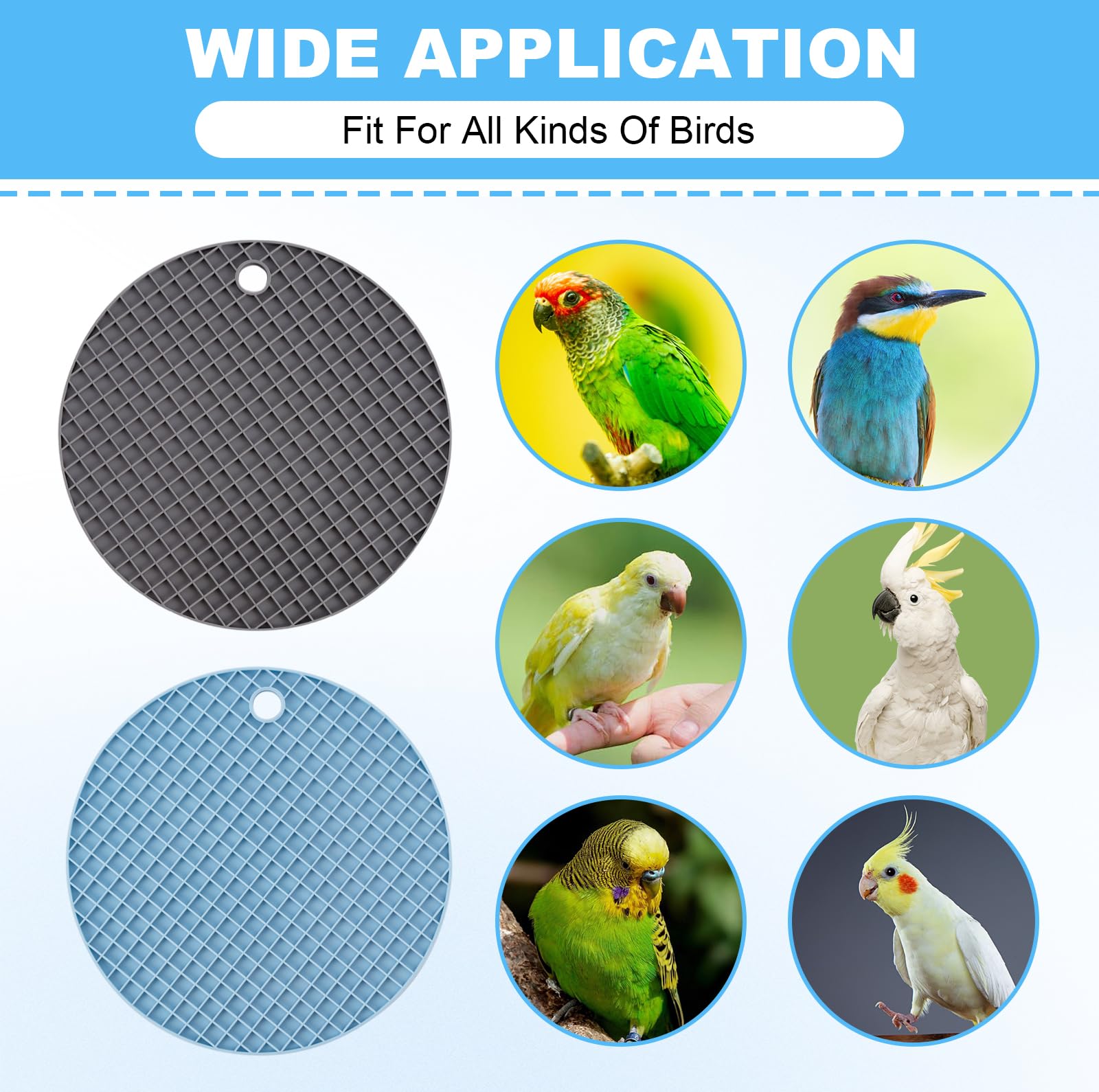 2pcs Bird Foraging Puzzle Toy, Silicone Bird Slow Feeder Mats, Parrot Cage Accessories, Foraging Toys Fit for Parakeet, Cockatiel, African Grey, Conure, Budgie - image 6