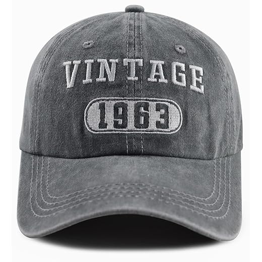 XacaYuerp 60th Birthday Gifts for Women Men, Vintage 1963 Birthday Decorations Hats, Funny 60 Years Old Adjustable Cotton Embroidered Baseball Cap for Dad Mom Grandpa Grandma Friends Coworkers