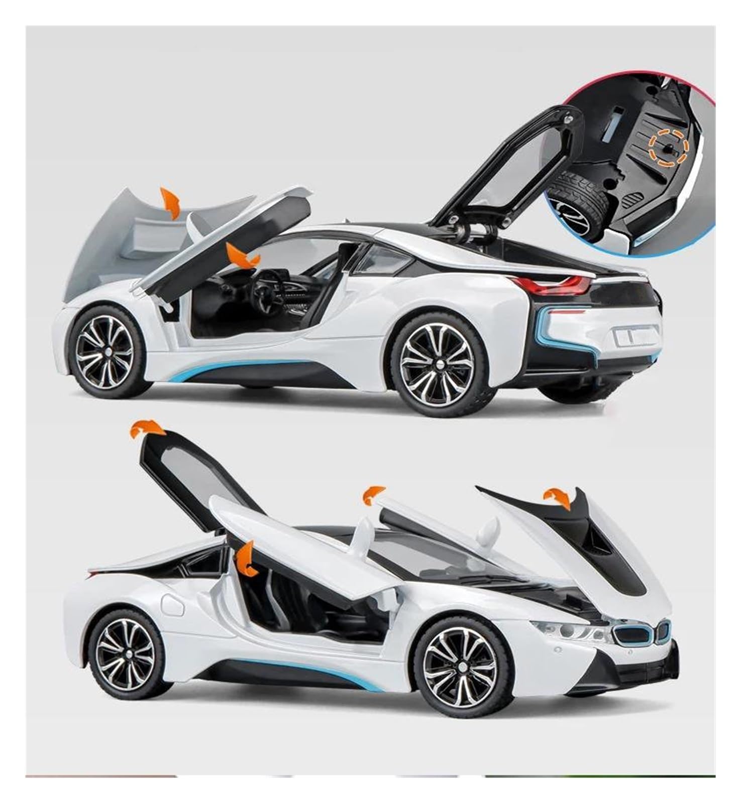 Modellauto Automodell Für I8 Modellauto Modellfahrzeuge | 1:22 Miniaturauto Legierung Modellfahrzeug(Weiß)