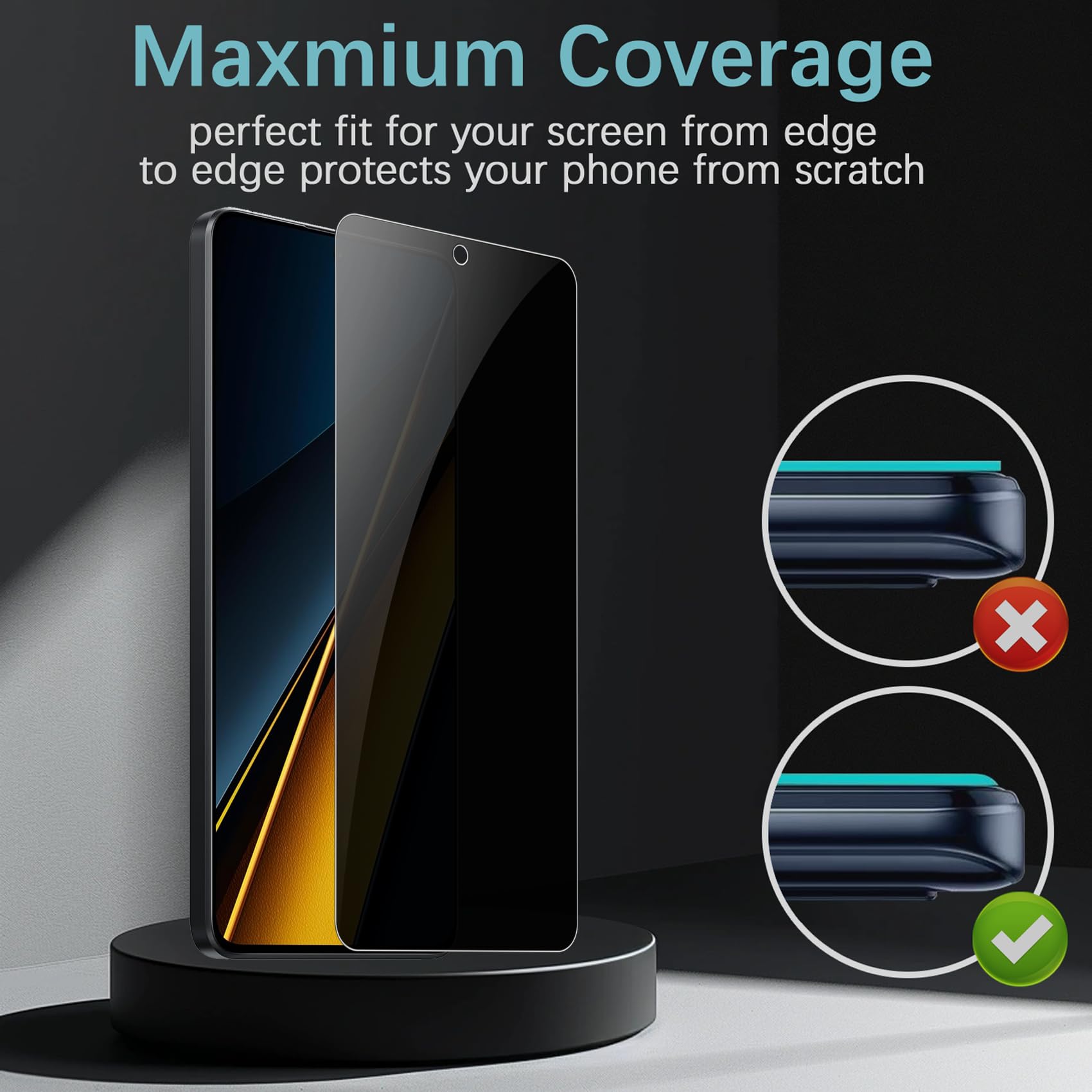 Protector De Pantalla Antiespía Para Xiaomi Poco X6 Pro/X6/M6 Pro (3 Unidades) - Cristal Templado 9H, Privacidad, Antiarañazos Y Antihuellas