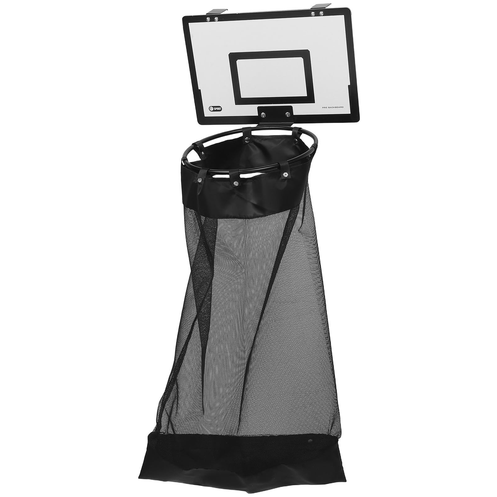 Cabilock Cesto Almacenamiento de Baloncesto Sucia Ropa Colgante con Aro de Versátil Madera Tela Negra para Puerta y Adecuado para Apartamentos Pequeños y Baños
