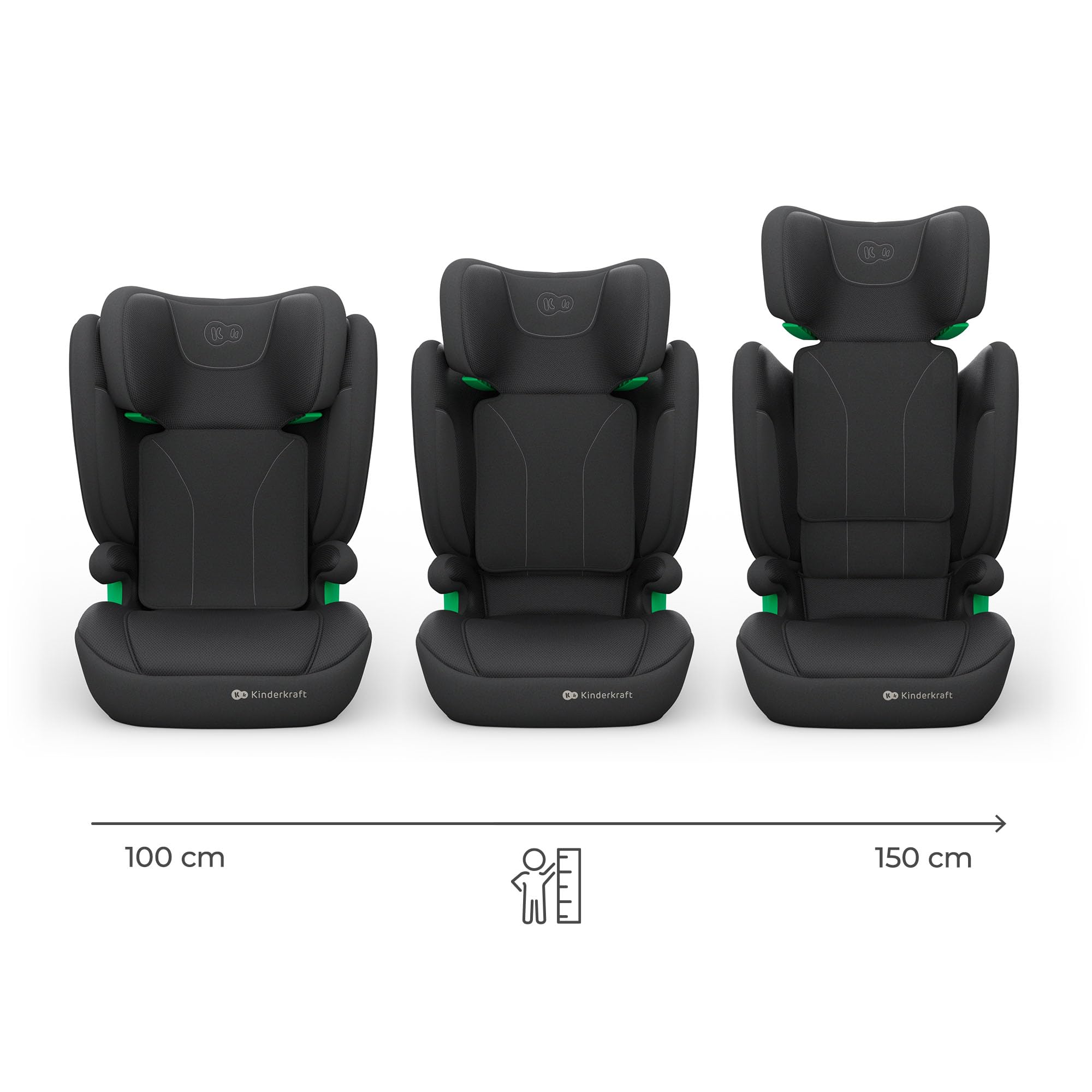 Kinderkraft JUNIOR FIX 2 PRO Kindersitz 100–150 cm ISOFIX H-GUARD SPS Schwarz