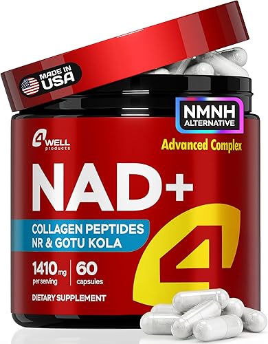 Suplemento NAD Plus de 1400 mg - Suplemento alternativo NMNH apoya el complejo de envejecimiento saludable con ribósido de nicotinamida y Gotu Kola,