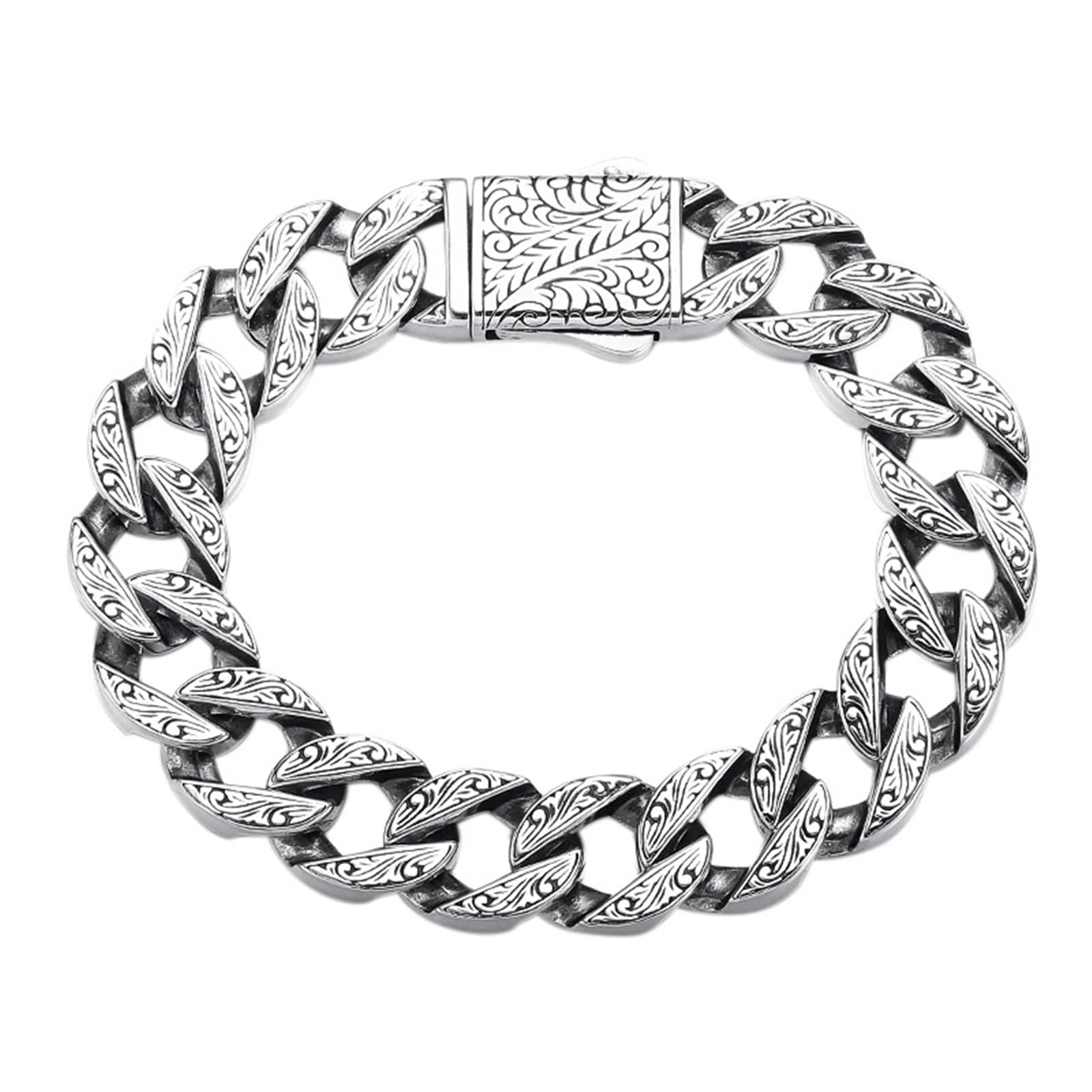 Epinki Herren S925 Silber Armreifen Weinstock Kubanerkette Armbänder