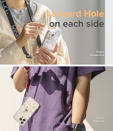 Miniatura 4 de Ringke Fusion Design - Funda compatible con iPhone 13 Pro, parte trasera dura transparente con panel de diseño floral para niñas y mujeres, a prueba