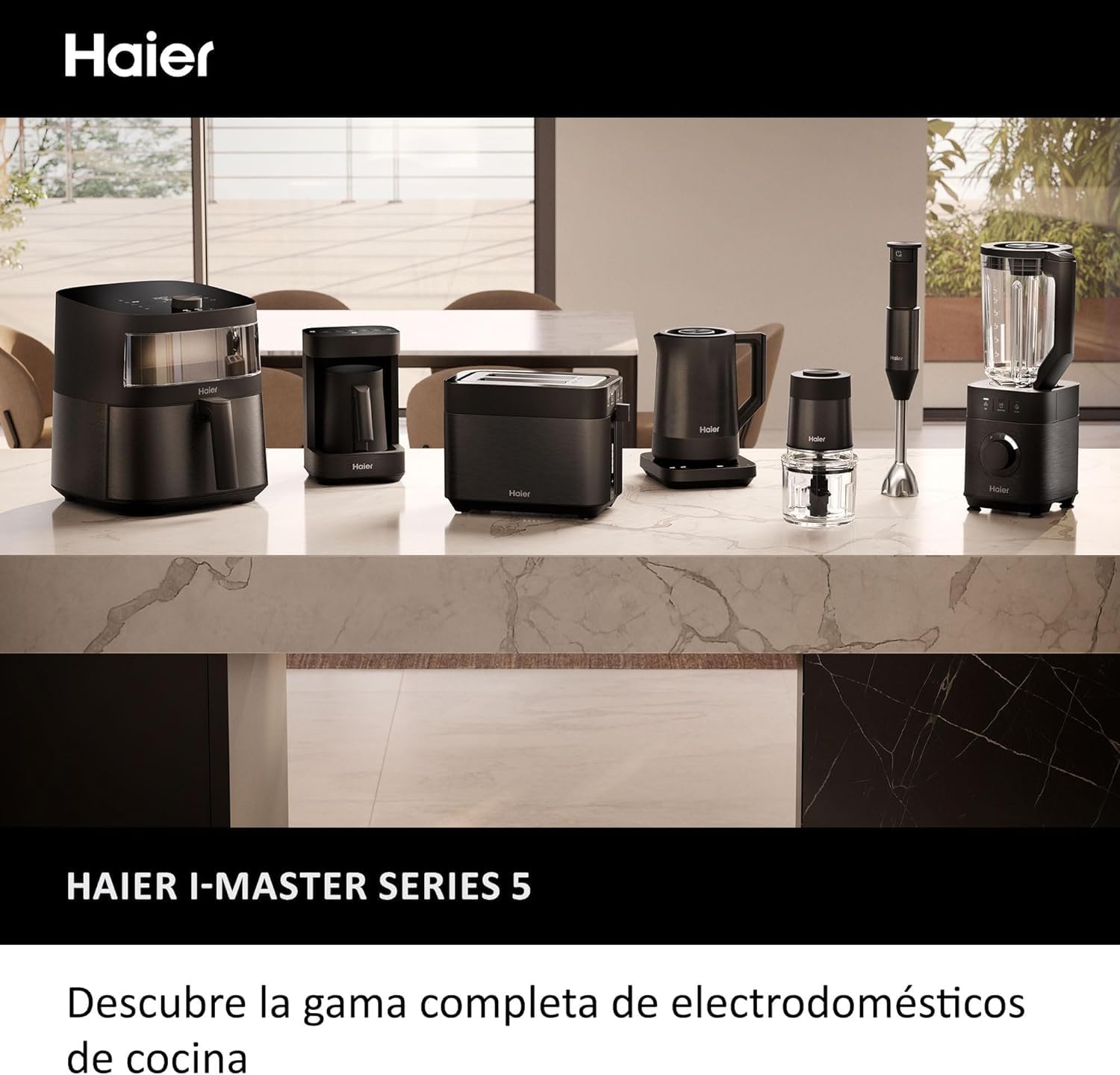 HAIER Picadora Compacta, Eléctrica 550W, 2 Velocidades, Picadora de Verduras, Base Antideslizante, Bol de Vidrio de 0,5L [I-Master Series 5]