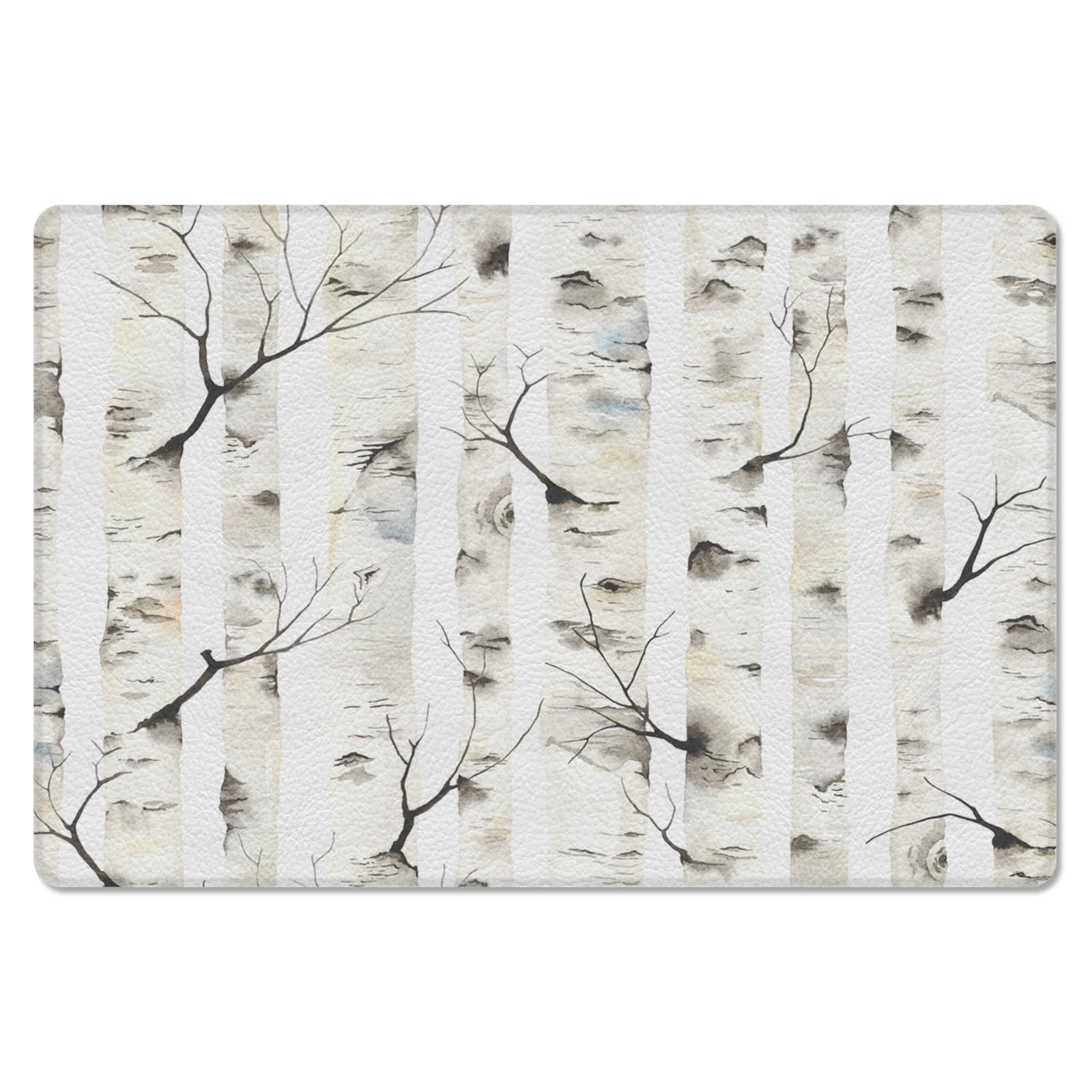 Winter Christmas Forest Kitchen Bath Door Mat Cushioned Runner Rug,Washable Welcome Floor Sink Antifatigue Mat,Waterproof & Non-Slip Comfort Standing Doormat,Rustic Tree Modern Abstract Paint 24