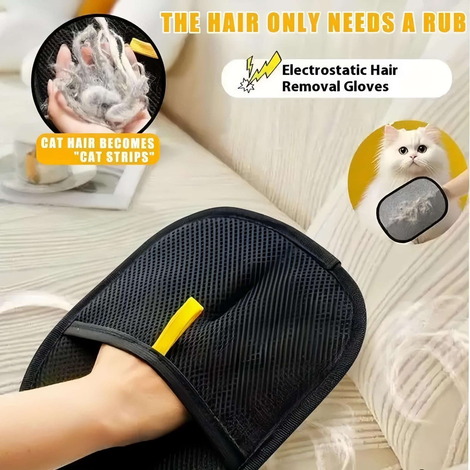 2PCS Double Sided P/et Grooming Gloves,Grooming Gloves for Dogs,Reusable Pet Hair Remover Glo/ves,Static Removal Glo/ves Pet Hair,Can be Used on Sofa,Bed and Clothes,Double-Sided Usable Design - Image 3
