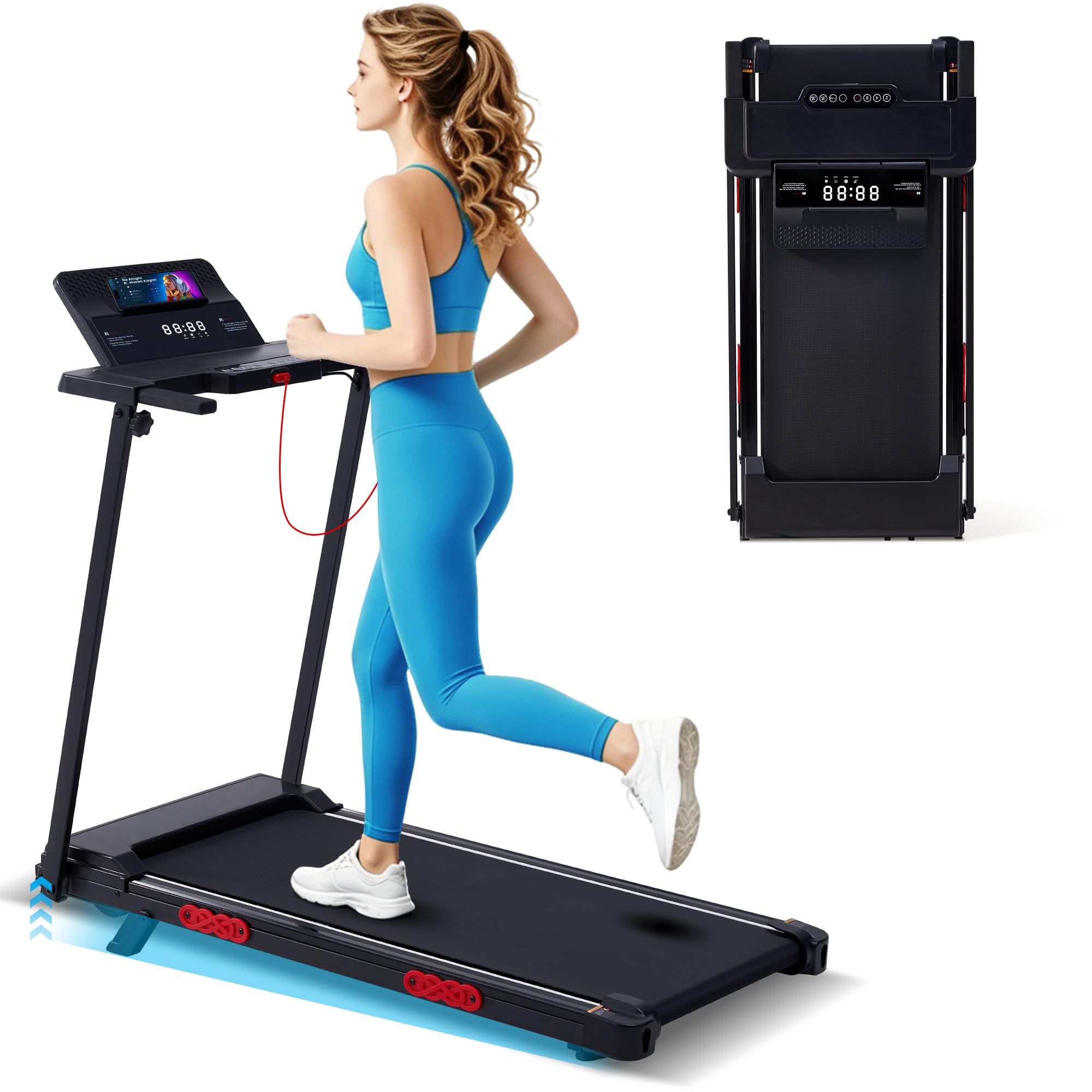 Photo 1 of OGPOU Portable Treadmill with Incline, Walking Pad with Handle Bar for Home