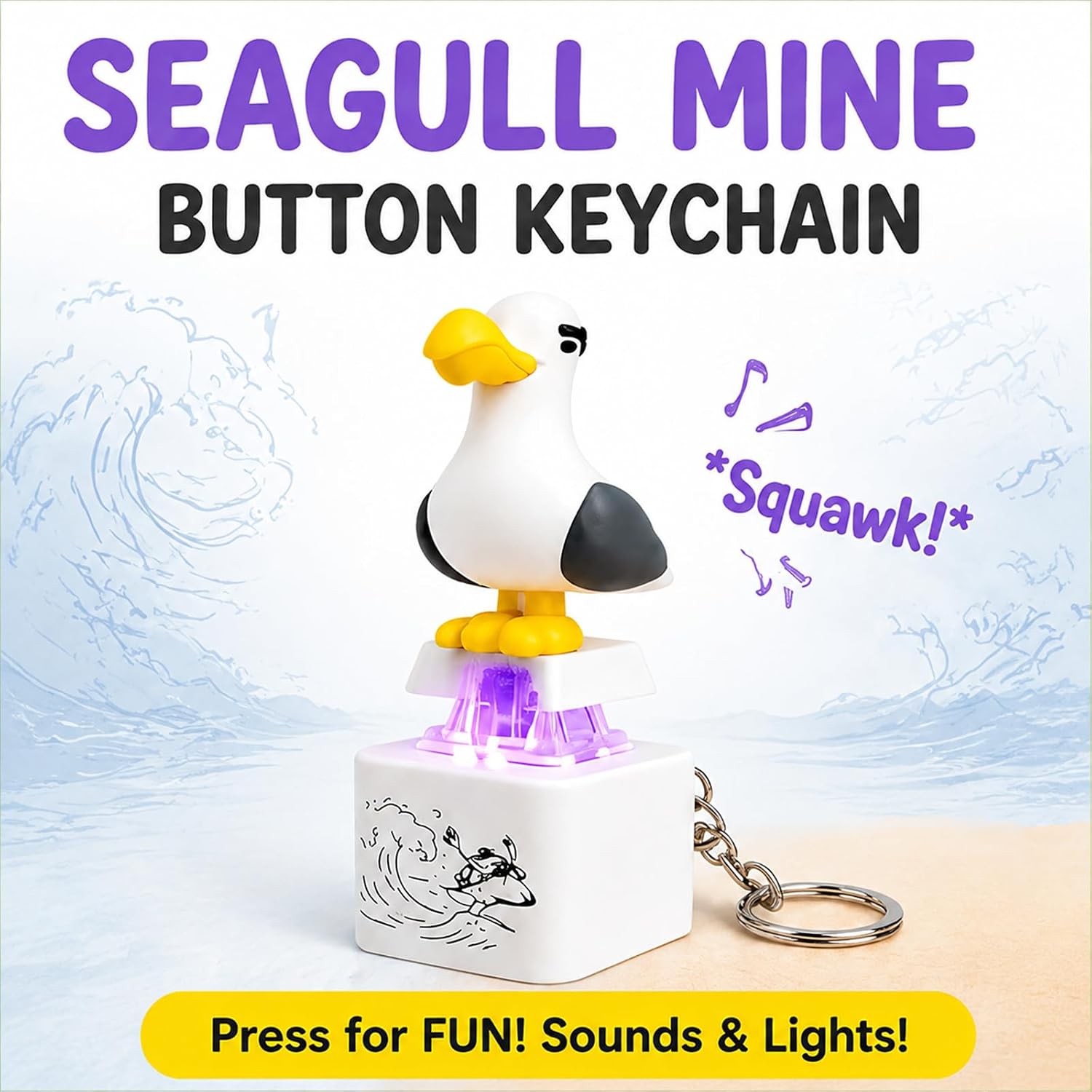 Button Keychain, Real Sound & LED Light Funny Interactive, Keyboard Fidget Noise Maker for Fun& Stress Relief