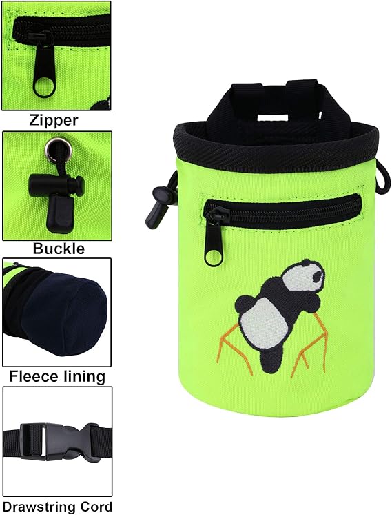 AMC Rock Climbing Panda Design Chalk Bag with Adjustable Belt