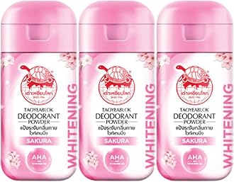 Deodorant Powder Thai Herb Eliminates Underarm, Body and Foot Odor Antiperspirant Protection Natural Deodorant Stay Fresh and Confident daily used, 0.77 Ounce x 3pcs. (Pack of 3) (Sakuras)