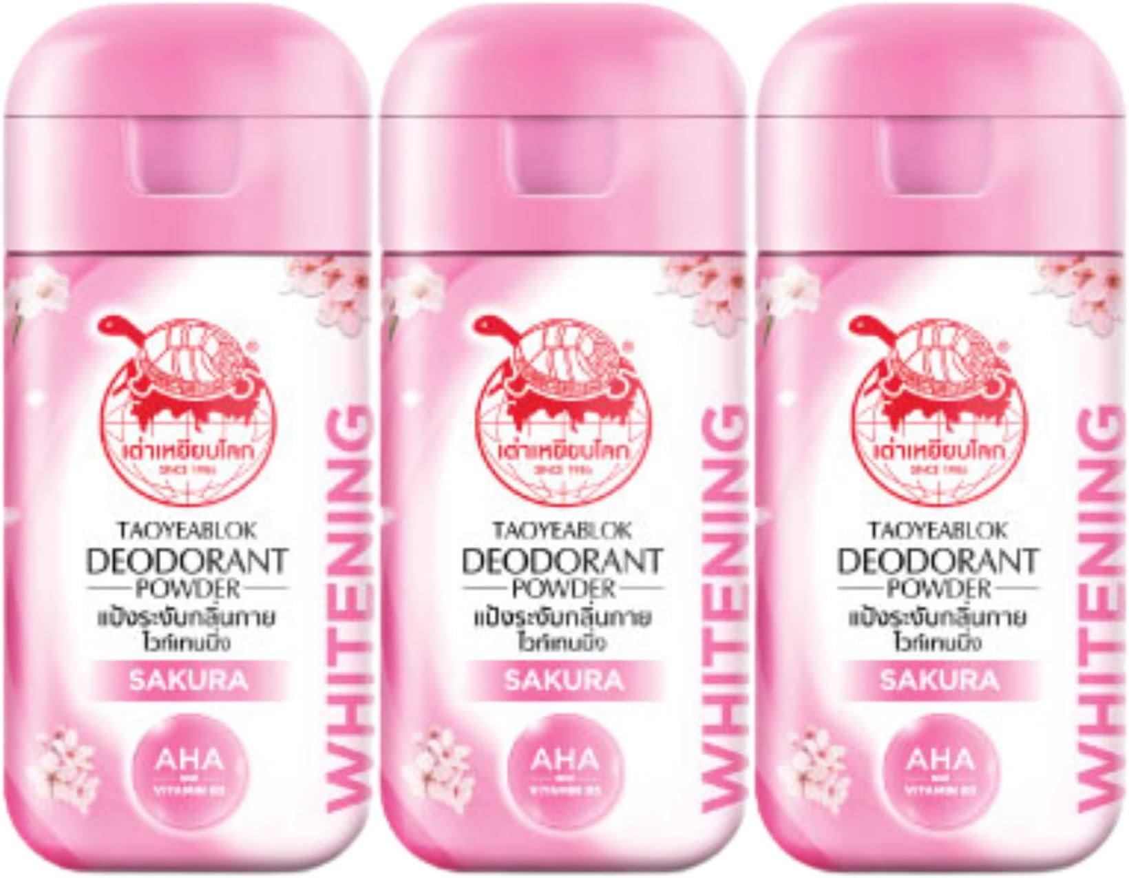 Deodorant Powder Thai Herb Eliminates Underarm, Body and Foot Odor Antiperspirant Protection Natural Deodorant Stay Fresh and Confident daily used, 0.77 Ounce x 3pcs. (Pack of 3) (Sakuras)