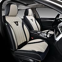 Vista 26 de FLORICH Fundas de asiento para automóviles, fundas de asiento impermeables, fundas de asiento de cuero para automóvil, paquete de 2, protector