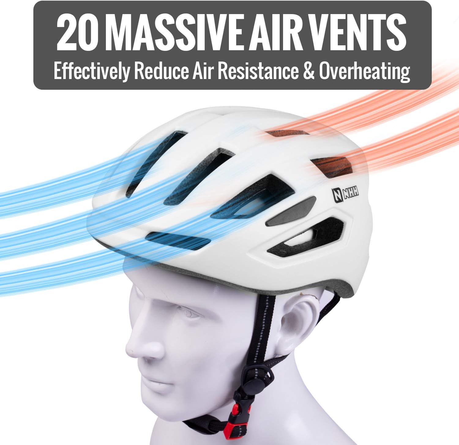 NHH Adult Bike Helmet - CPSC-Compliant Bicycle Cycling Helmet Lightweight Breathable and Adjustable Helmet for Men and Women Commuters and Road Cycling (Matte White, L/XL) : Sports & Outdoors