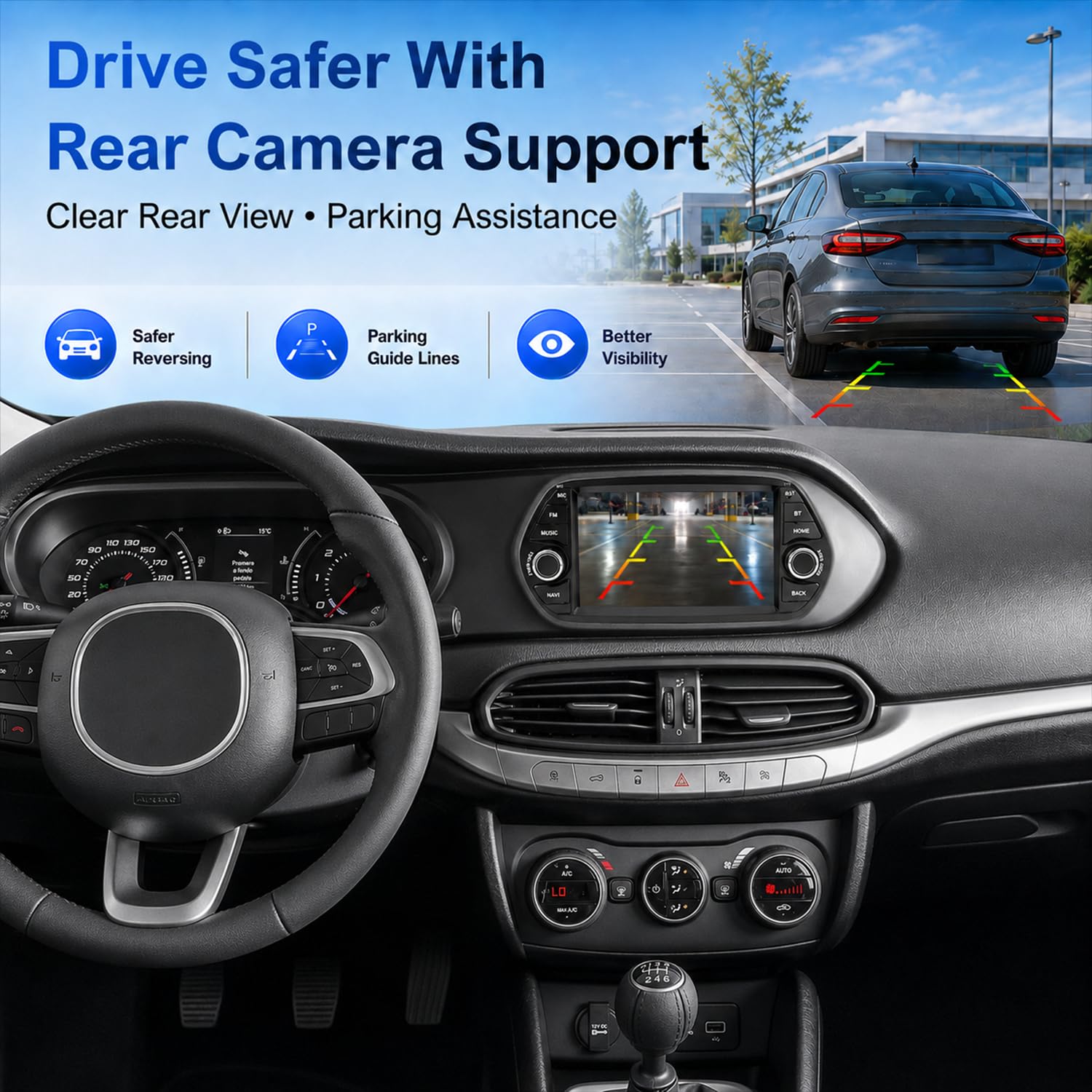 Linux radio samochodowe do FIAT Tipo/Egea (2015-2017) z CarPlay i Android Auto | 7-calowy wyświetlacz HD, Plug & Play, Bluetooth, FM/AM/RDS/USB/DSP