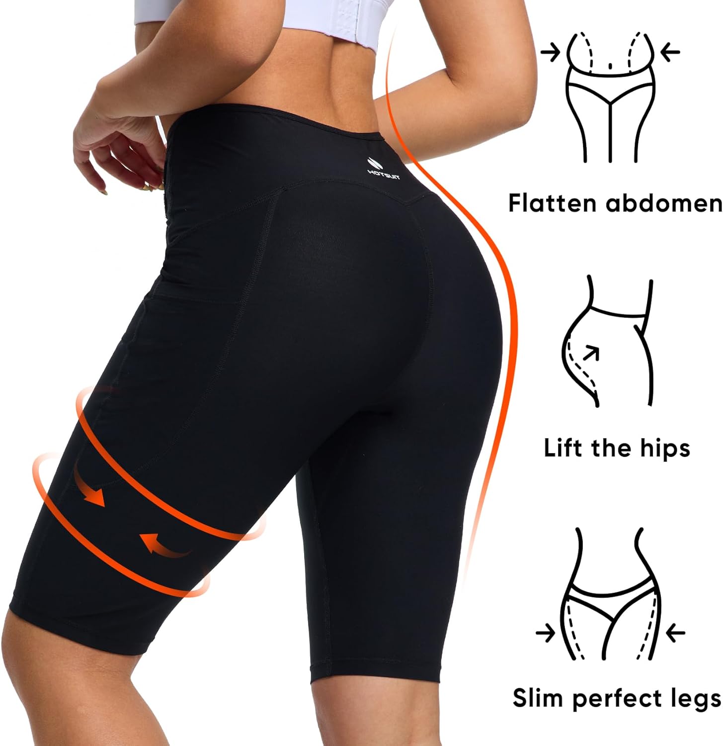HOTSUIT Sauna Sweat Shorts for Women High Waisted Sauna Legging Pants Slimming Compression Body Shaper - Image 3