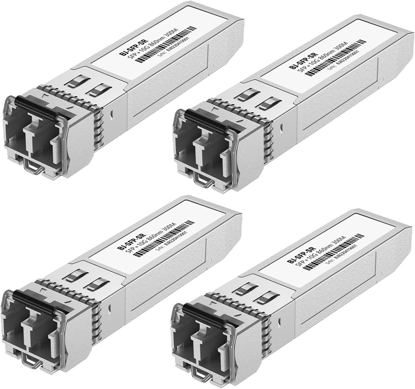 [4 Pack] 10G SFP+ LC Module, 10Gb 850nm Multimode SFP Transceivers, Up to 300 Meters, Plug and Play, Hot Pluggable, Durable Metal Casing
