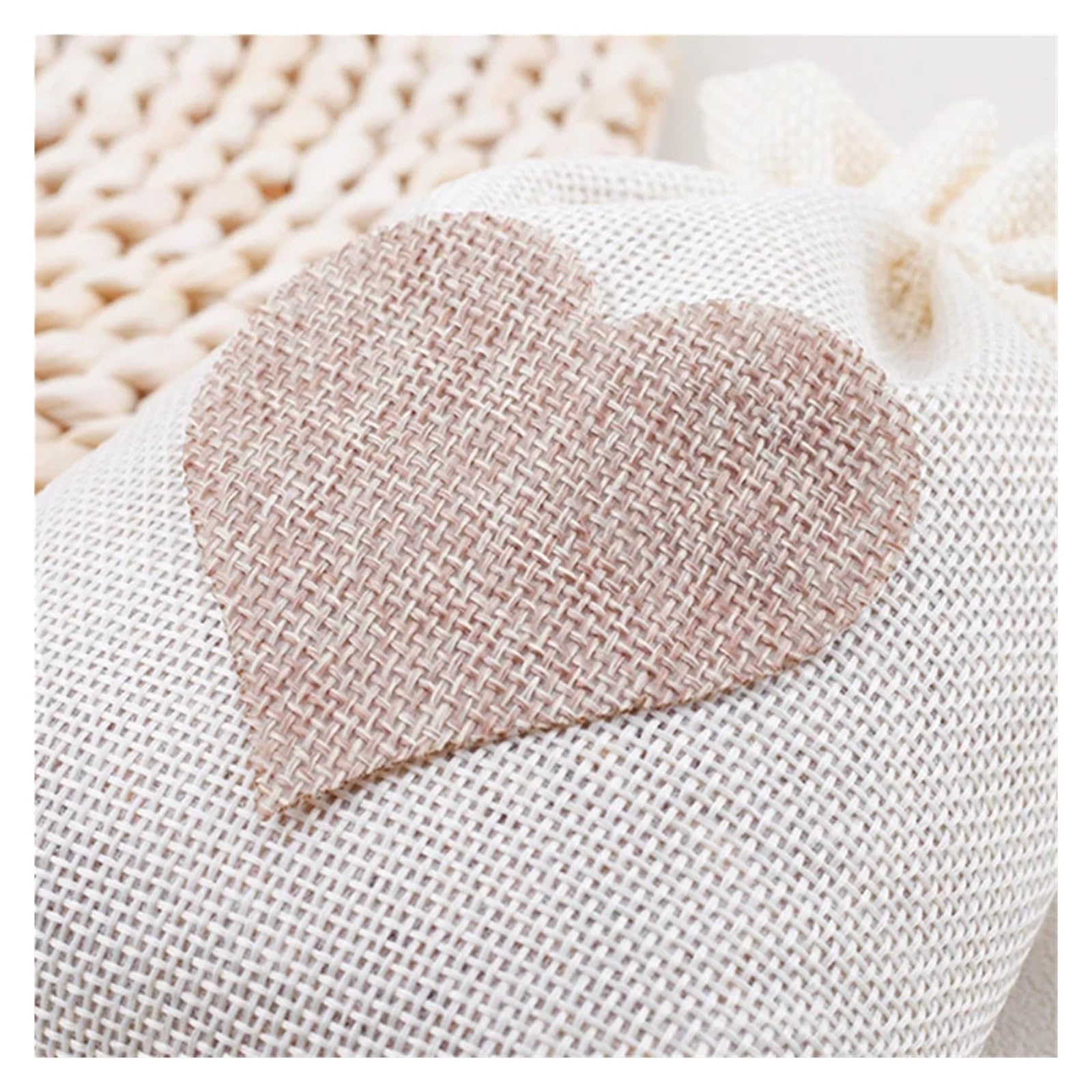 WENH 100 sztuk/partia jutowe torby ze sznurkiem z łatką w kształcie serca mały prezent opakowanie materiałowe woreczki ślubne 8x10/10x14/13x18cm(WHITE,13x18cm(100pcs))