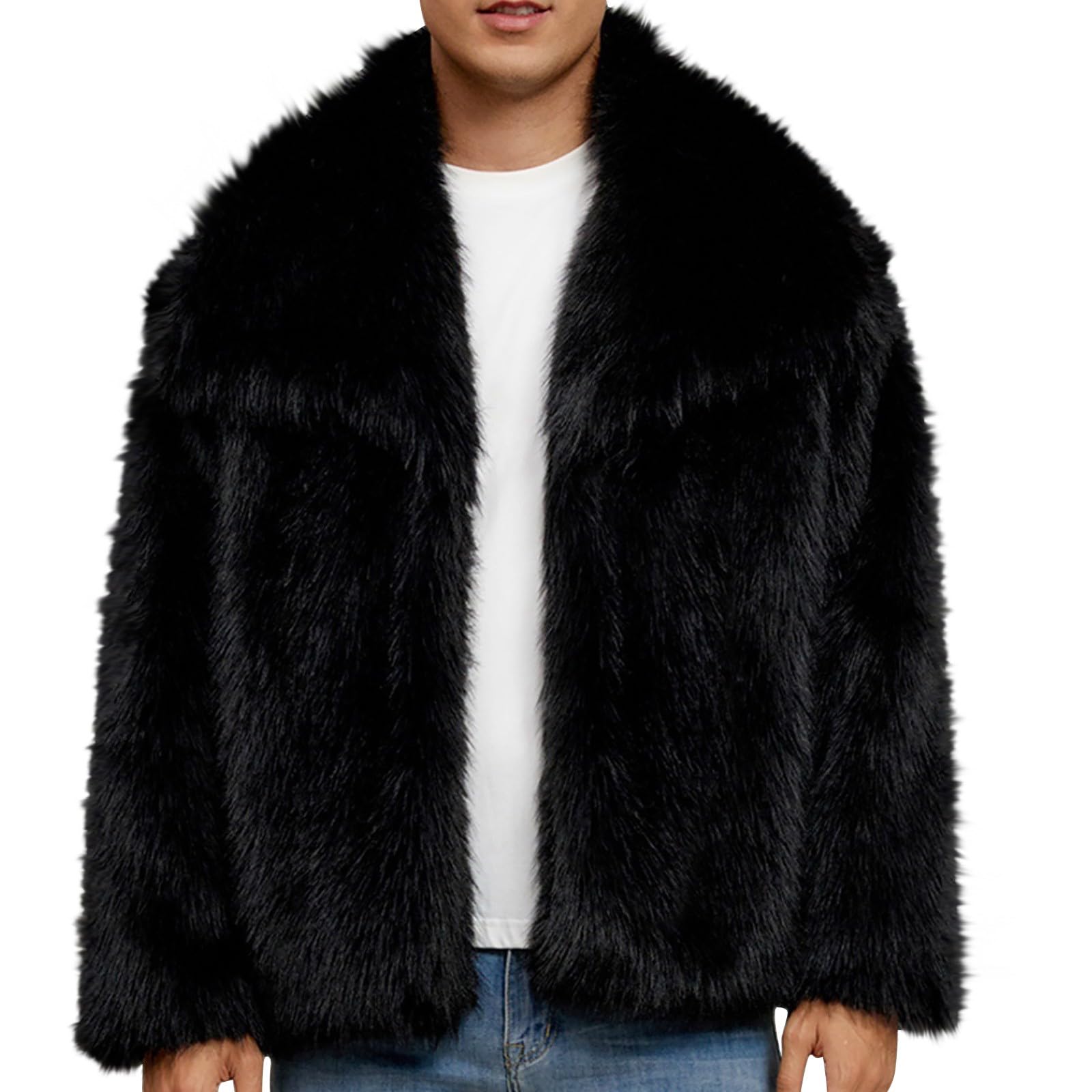 Giacca in pelliccia sintetica da uomo con risvolto grande capispalla | Overshirt invernale calda casual vestibilità ampia giacca a vento morbida antivento elegante cappotto comfort streetwear